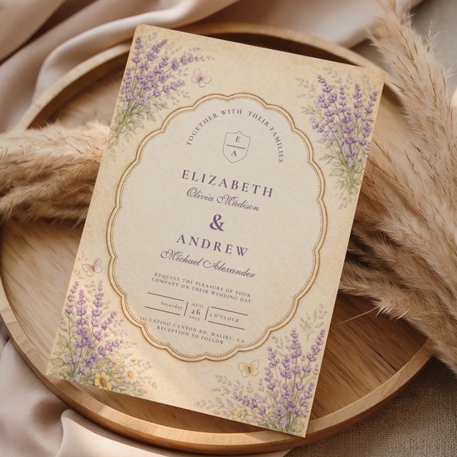 Vintage-Lavendel-Gartenhochzeit Einladung (Von Creator hochgeladen)