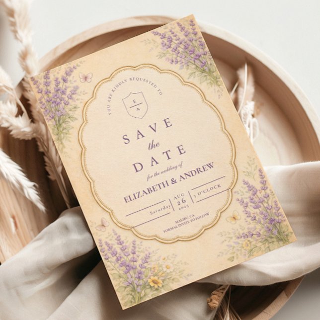 Vintage Lavendel-Gartenhochzeit Save The Date (Von Creator hochgeladen)