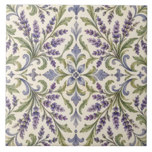 Vintage-Lavendel-Keramikfliese mit botanischem Mot Fliese
