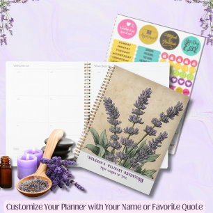 Vintage Lavendel-Kräuterküche & Rezepte Planer