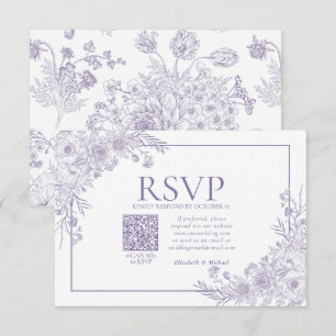 Vintage Lavendel-Linie Art QR Code UAWG RSVP Karte