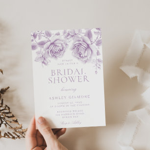 Vintage Lavendel-Rose Elegantes Brautparty Einladung
