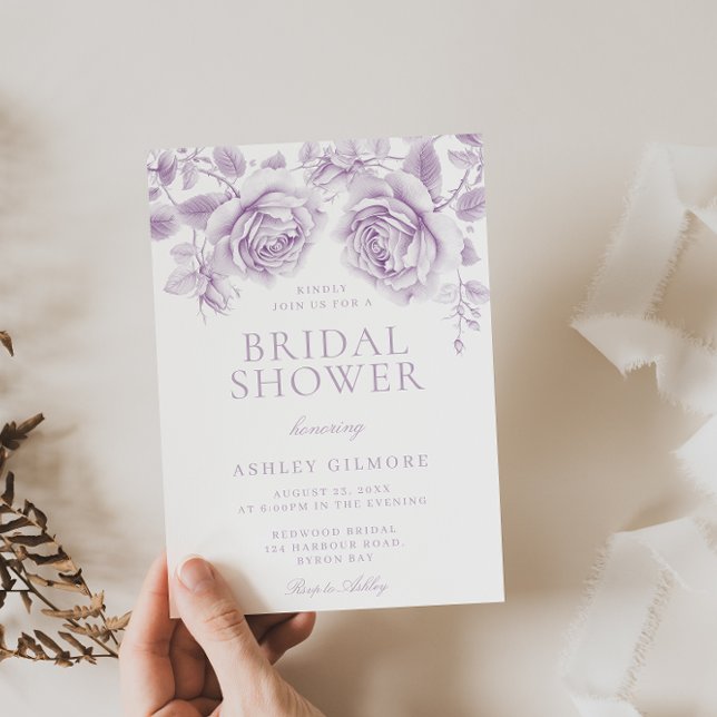 Vintage Lavendel-Rose Elegantes Brautparty Einladung (Von Creator hochgeladen)