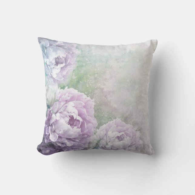 Vintage Lavendel-Rose Kissen (Vorderseite)