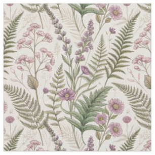 Vintage-Lavendel- und Wildblumen-Cottagecore-Muste Stoff