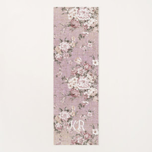 Vintage Lavendel Weiße Blume Yogamatte