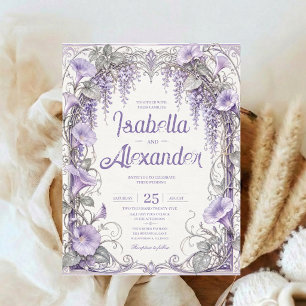 Vintage-Lavendel-Wisteria-Hochzeit Romantische Blu Einladung
