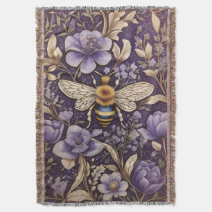 Vintage-Lavendelblüten Hummel Lila Natur Decke