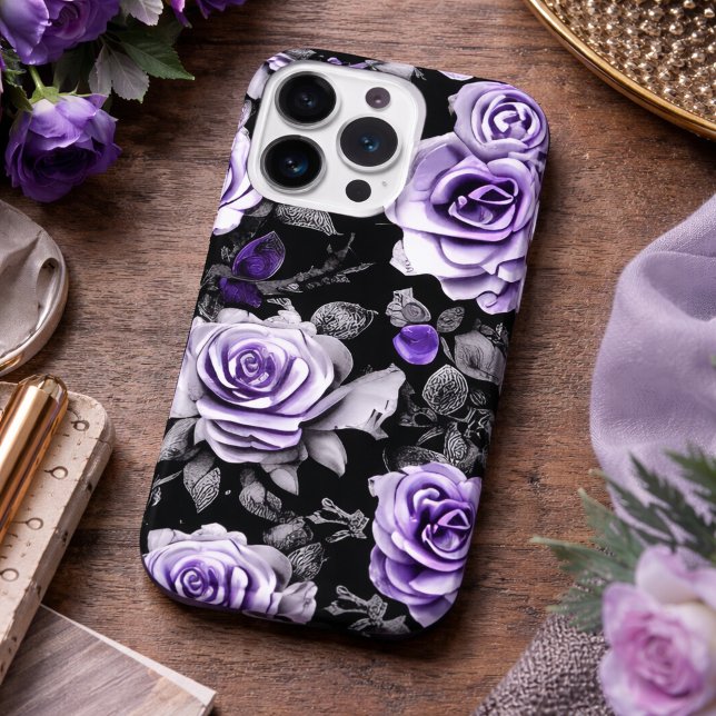 Vintage Lavender and Gray Rose  iPhone Hülle (Von Creator hochgeladen)