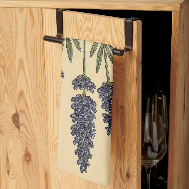 Vintage Lavender on Weathered Paper Geschirrtuch (Drittel gefaltet)