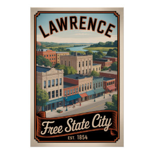 Vintage Lawrence Kansas Retro-Reise Poster