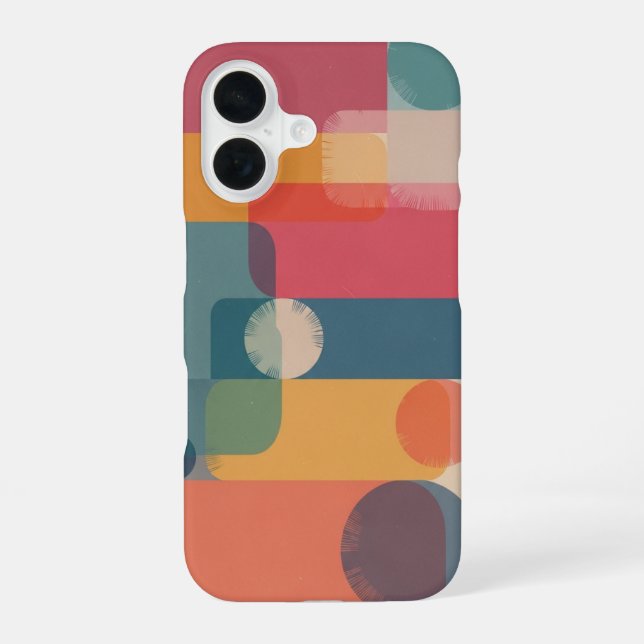 Vintage Layered Geometry iPhone 16 Hülle (Rückseite)