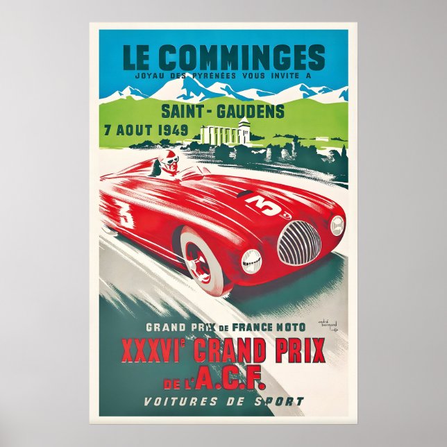 Vintage Le Comminges Autorennen Poster Retro Franz (Vorne)