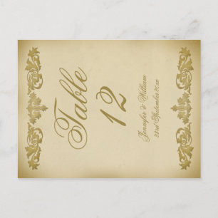 Vintage Leaf Scroll Hochzeit Tischnummer Postkarte