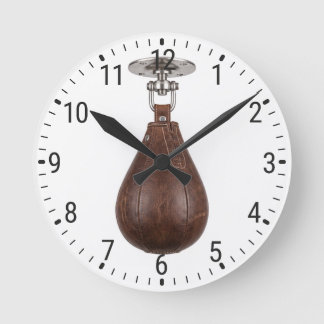 Vintage Leather Speed Bag Boxing Gym Decor Runde Wanduhr
