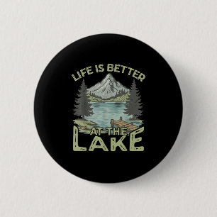 Vintage Leben ist besser am See Lustiges Bootfahre Button