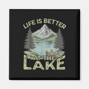 Vintage-Leben ist besser am See Lustiges Bootfahre Magnet