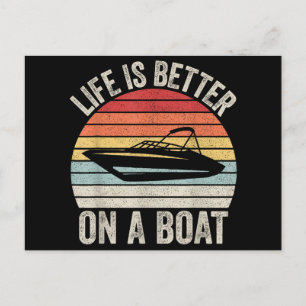 Vintage Leben ist besser auf einem Boot Kapitän Bo Feiertagspostkarte
