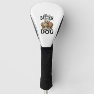 Vintage Leben ist besser mit einem Hund Vektor Des Golf Headcover