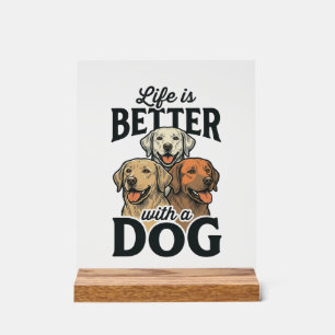 Vintage Leben ist besser mit einem Hund Vektordesi Acrylschild