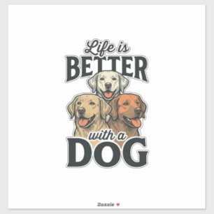 Vintage Leben ist besser mit einem Hund Vektordesi Aufkleber