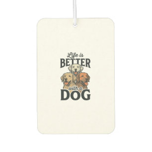 Vintage Leben ist besser mit einem Hund Vektordesi Autolufterfrischer