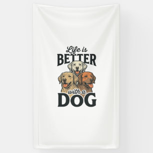 Vintage Leben ist besser mit einem Hund Vektordesi Banner