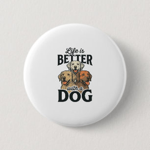 Vintage Leben ist besser mit einem Hund Vektordesi Button