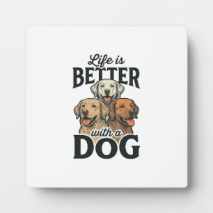Vintage Leben ist besser mit einem Hund Vektordesi Fotoplatte