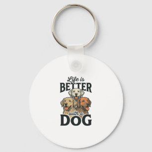 Vintage Leben ist besser mit einem Hund Vektordesi Schlüsselanhänger