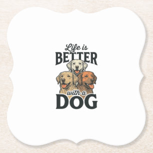 Vintage Leben ist besser mit einem Hund Vektordesi Untersetzer