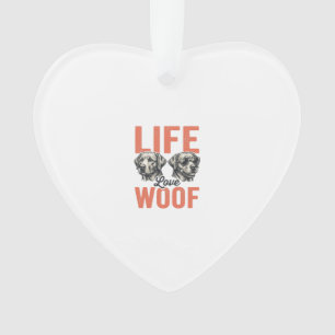 Vintage Leben Liebe Woof Hund Grafikdesign_1 Ornament