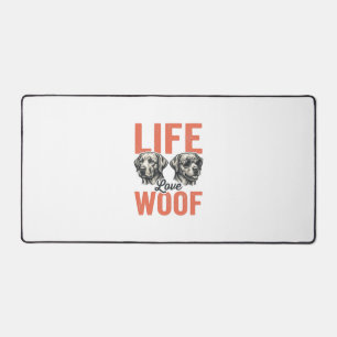 Vintage Leben Liebe Woof Hund Grafikdesign_1 Schreibtischunterlage