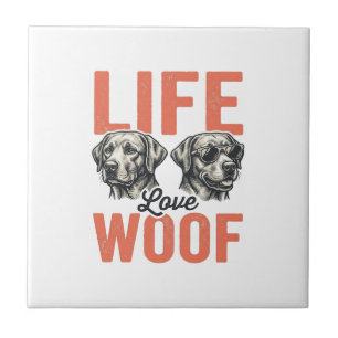 Vintage Leben Liebe Wuff Hund Grafikdesign_1 Fliese