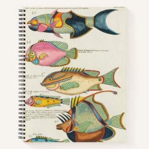 Vintage, lebendige Wandkunst mit Meeresleben aus O Notizbuch
