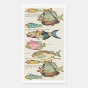 Vintage, lebendige Wandkunst mit Meeresleben aus O Serviette