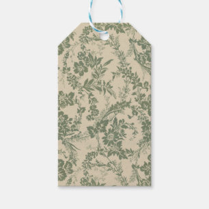 Vintage, lebendiges, grünes Blumenmuster Geschenkanhänger