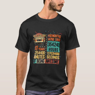 Vintage Lebensdauer 41 Jahre Retro Cassette 41. Bi T-Shirt