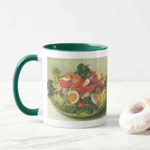 Vintage-Lebensmittel, Bio-Mischgemüse-Mesclun-Sala Tasse