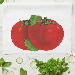 Vintage-Lebensmittel, Bio-Rote Reife-Erbtomate Geschirrtuch