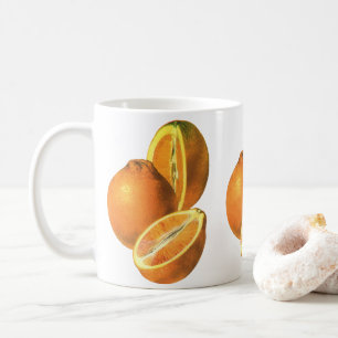 Vintage-Lebensmittel, frische gesunde Bio-Orangen Tasse