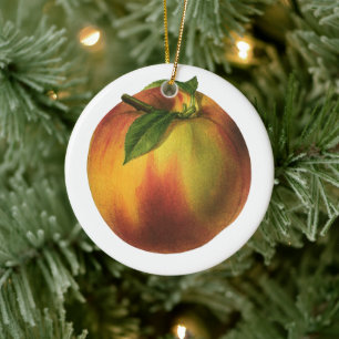 Vintage-Lebensmittel Frucht, reife Bio-Pfirsich mi Keramik Ornament
