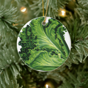 Vintage Lebensmittel, Gemüse aus grünem Leder Keramikornament