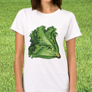 Vintage Lebensmittel, Gemüse aus grünem Leder T-Shirt