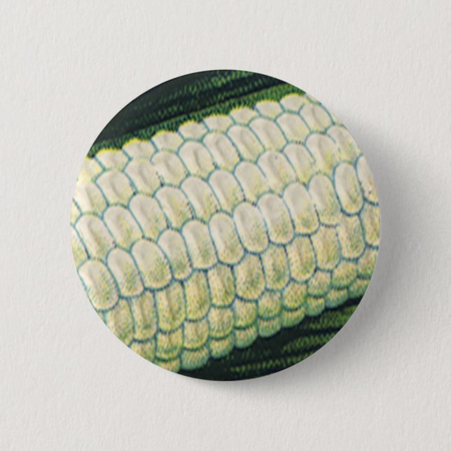 Vintage-Lebensmittel Gemüse Weiße Maiskolben Button (Vorderseite)