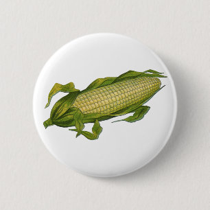 Vintage-Lebensmittel, gesunde Gemüse, Maiskolben Button