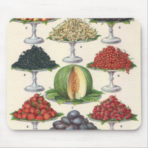 Vintage Lebensmittel Obst auf Tabletts zum Caterin Mousepad