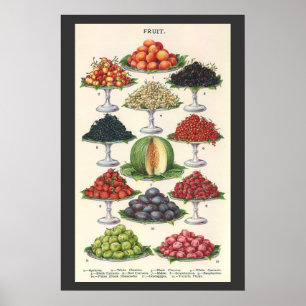 Vintage Lebensmittel Obst auf Tabletts zum Caterin Poster