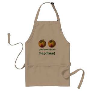 Vintage-Lebensmittel Obst, reife Bio-Pfirsiche mit Schürze
