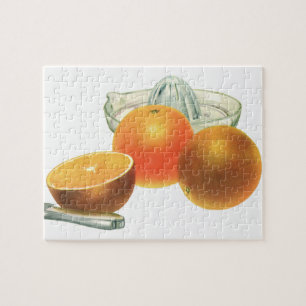 Vintage-Lebensmittel Obst, reife Orangen Entsafter Puzzle